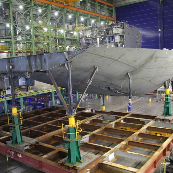 Flipping a 130 tonne unit of the future HMCS Margaret Brooke